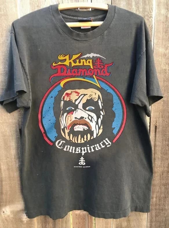 King Diamond - Maglietta in cotone color carbone Conspiracy Tour Band, magliette grafiche unisex Harajuku