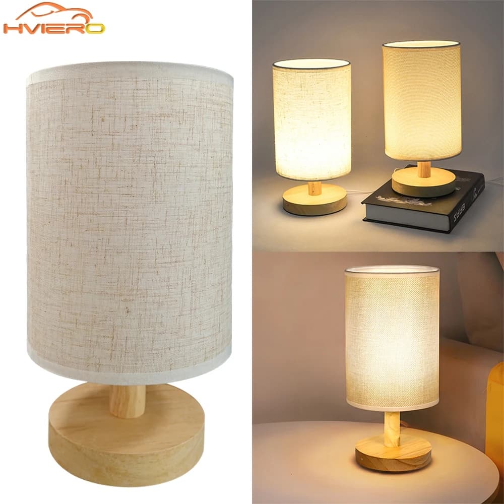 Lampada decorativa in legno massello di iuta 5V telecomando USB tavolo scrivania camera da letto comodino studio soggiorno domestico luce notturna a LED a risparmio energetico