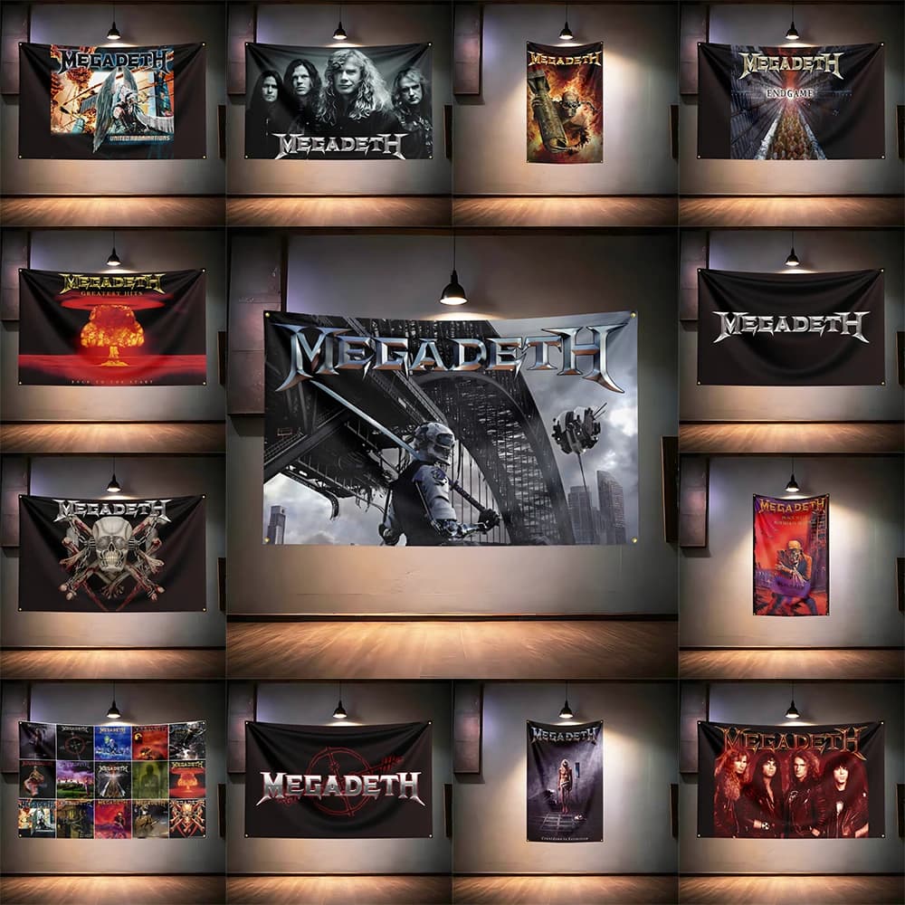 Rock Music Flag 3x5ft for Megadeth Fans Banner HD Print Brass Grommet Garage Bedroom Living Room Dorm Wall Decor Tapestry