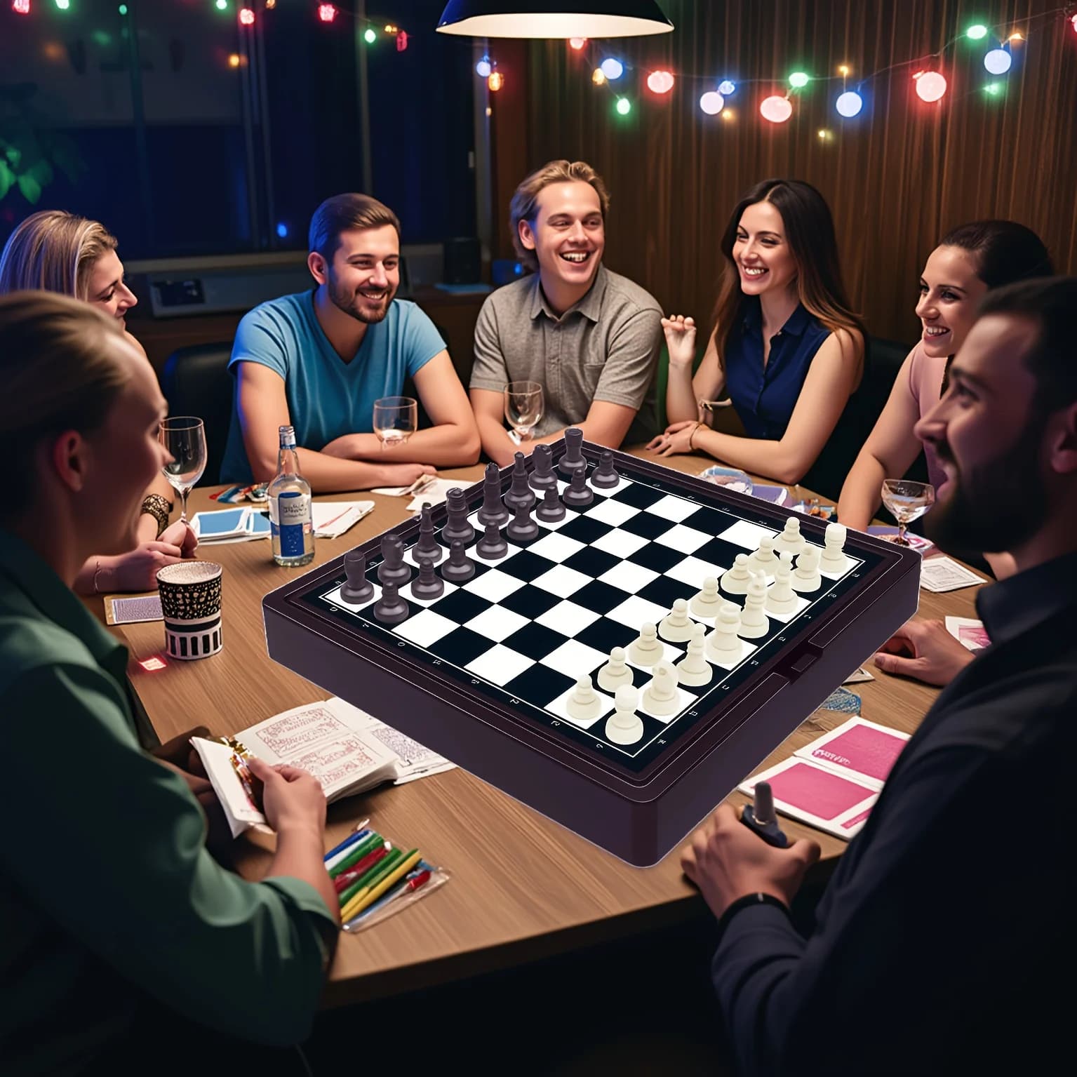 Portable Foldable Chess Game Set for Family Camping Team Building Party Travel Suitable for 2-4 Players Interactive Chessboard