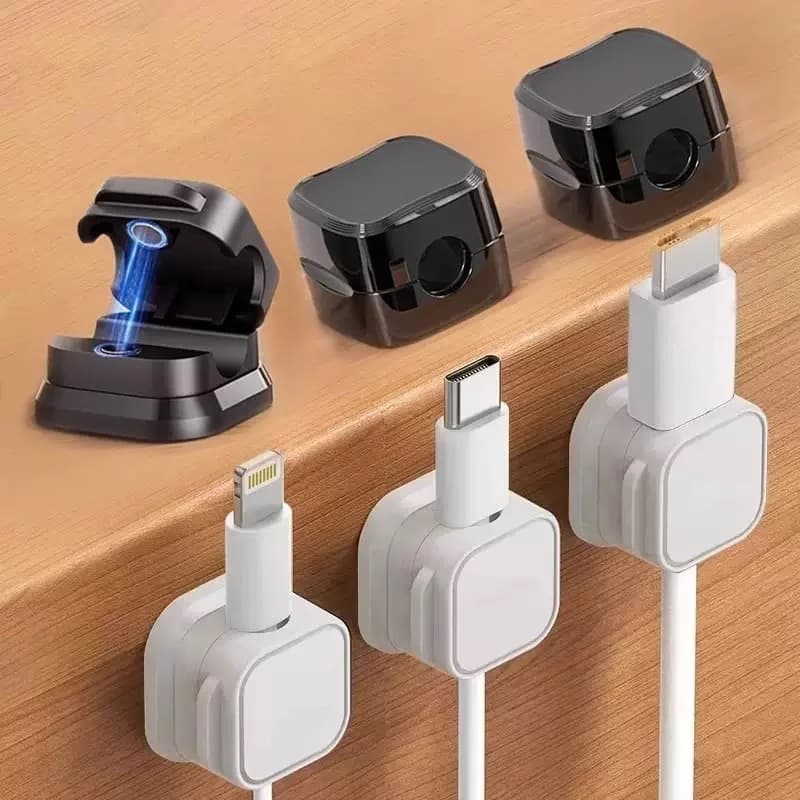 6 pezzi di clip per cavo magnetico, supporto per cavo regolabile, gestione dei cavi da scrivania, organizer per cavi, supporto per linea di ricarica USB