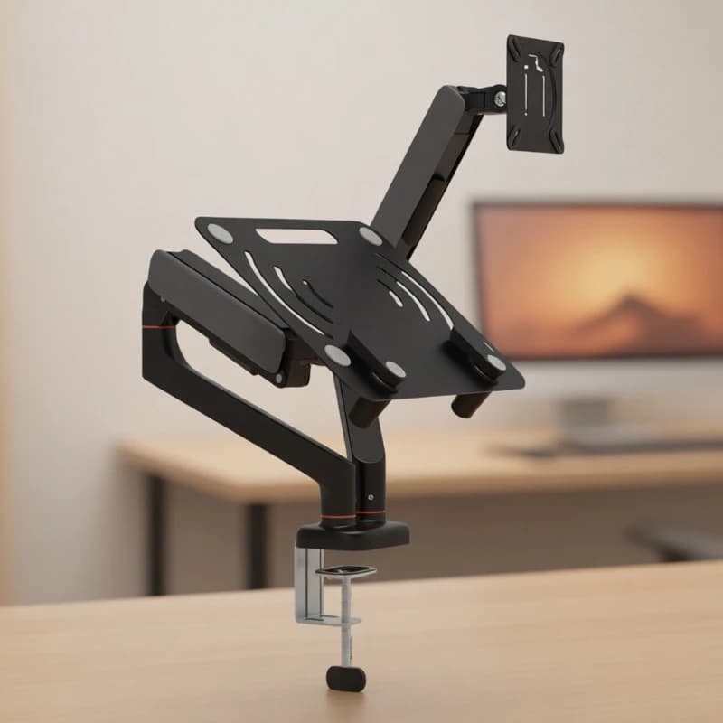 Supporto per monitor e laptop con doppio braccio da scrivania, supporto regolabile con molla a gas per schermi da 13-32 pollici