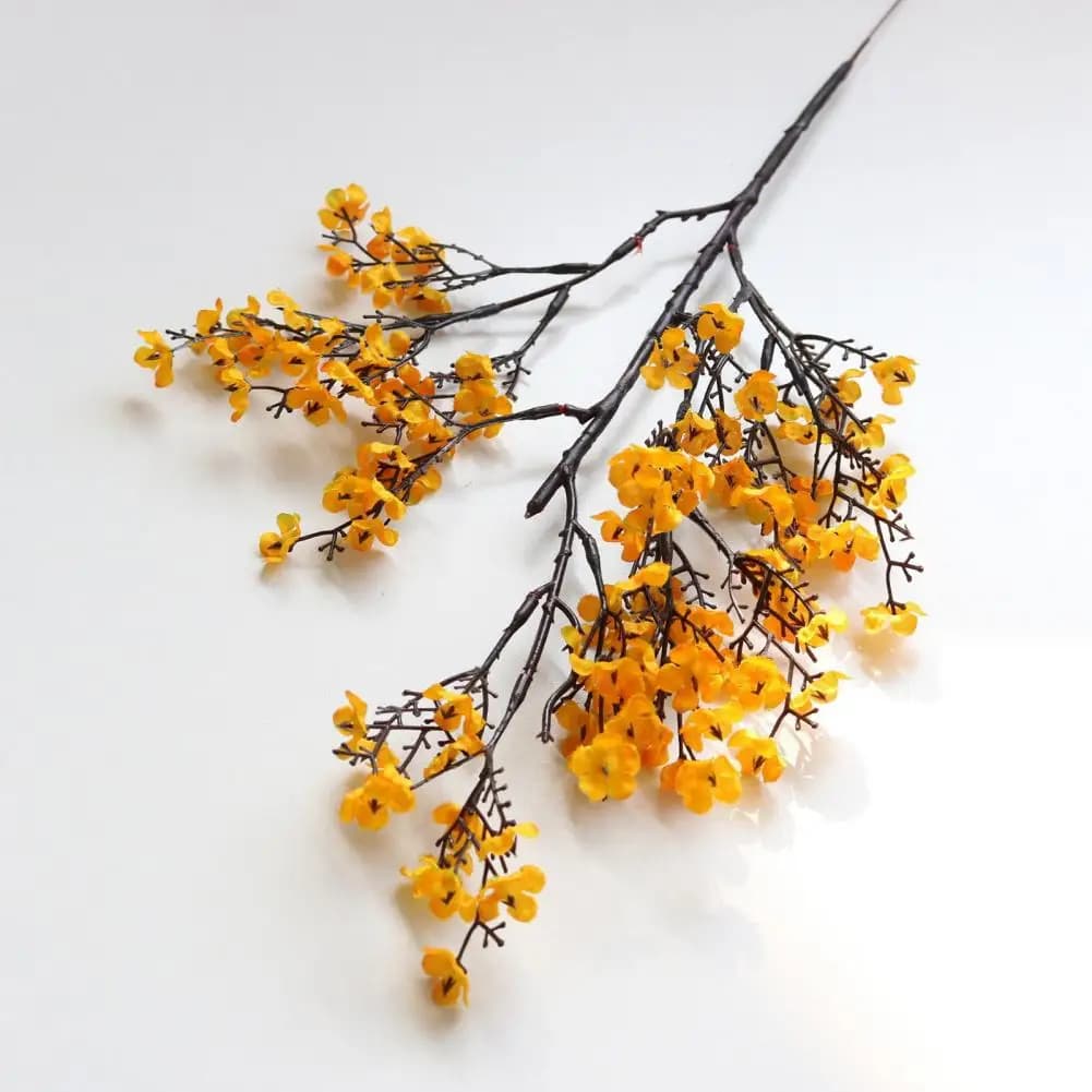Vibrant Faux Plant Artificial Plum Blossom Branches 19.6 Long Stem Wintersweet Flowers Fake Floral Arrangement for Wedding Home