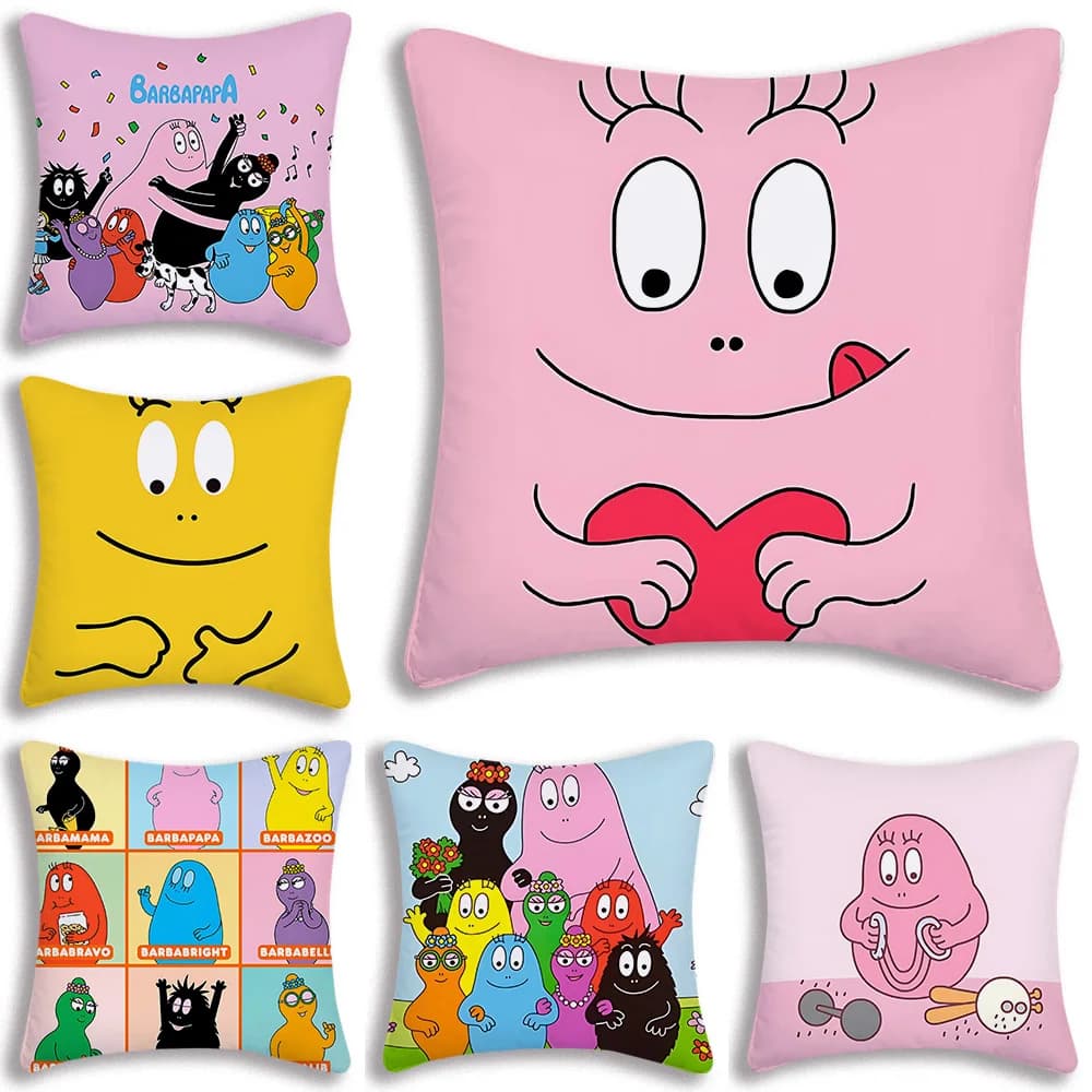 Cute cartoon B-B-Barbapapas Pillow Covers Cartoon Sofa Decorative Home Double-sided Printing Short Plush Cute Cushion Cover