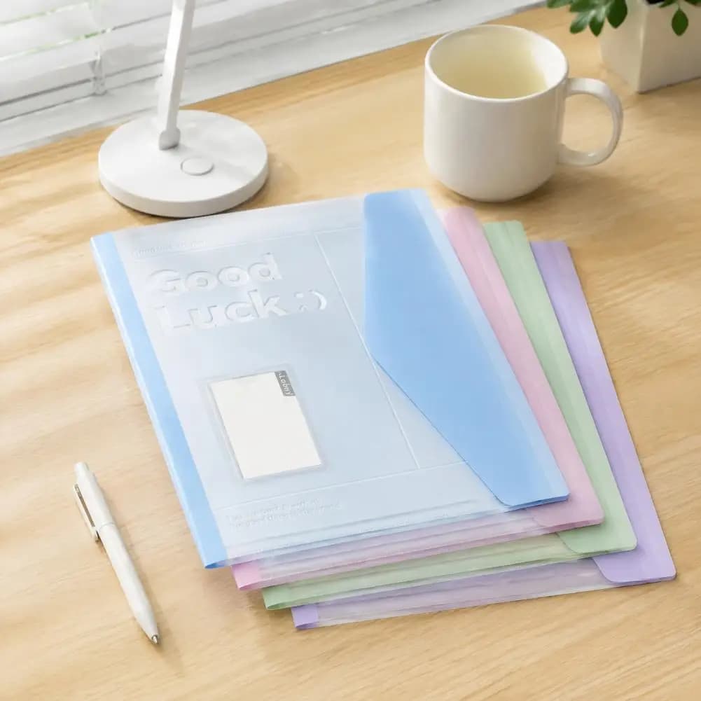 Transparent Document Bag Portable File Organizer 4pcs 11-hole Expanding File Folders with Labels Waterproof Plastic for Office