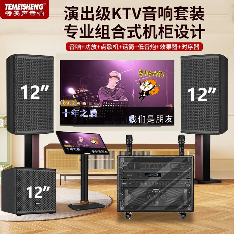Set Audio per Home Theater e KTV, Macchina per Karaoke Domestico con Subwoofer, Sistema di Altoparlanti per Canzoni K