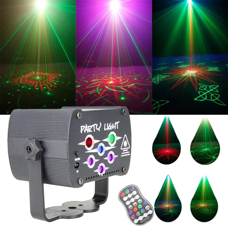 Batteria 3in1 60 Modello R&G Proiettore Laser DJ Luce RGB LED Party UV Discoteca Danza Compleanno Decorazione Di Natale Lampada da palcoscenico F10D3