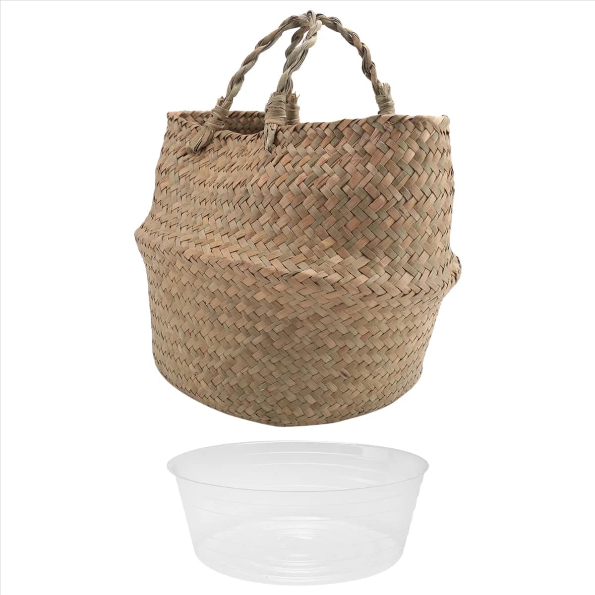 A71Z Plant basket with lining, braided seaweed baskets, decoration, bag for storing linen, picnic, food