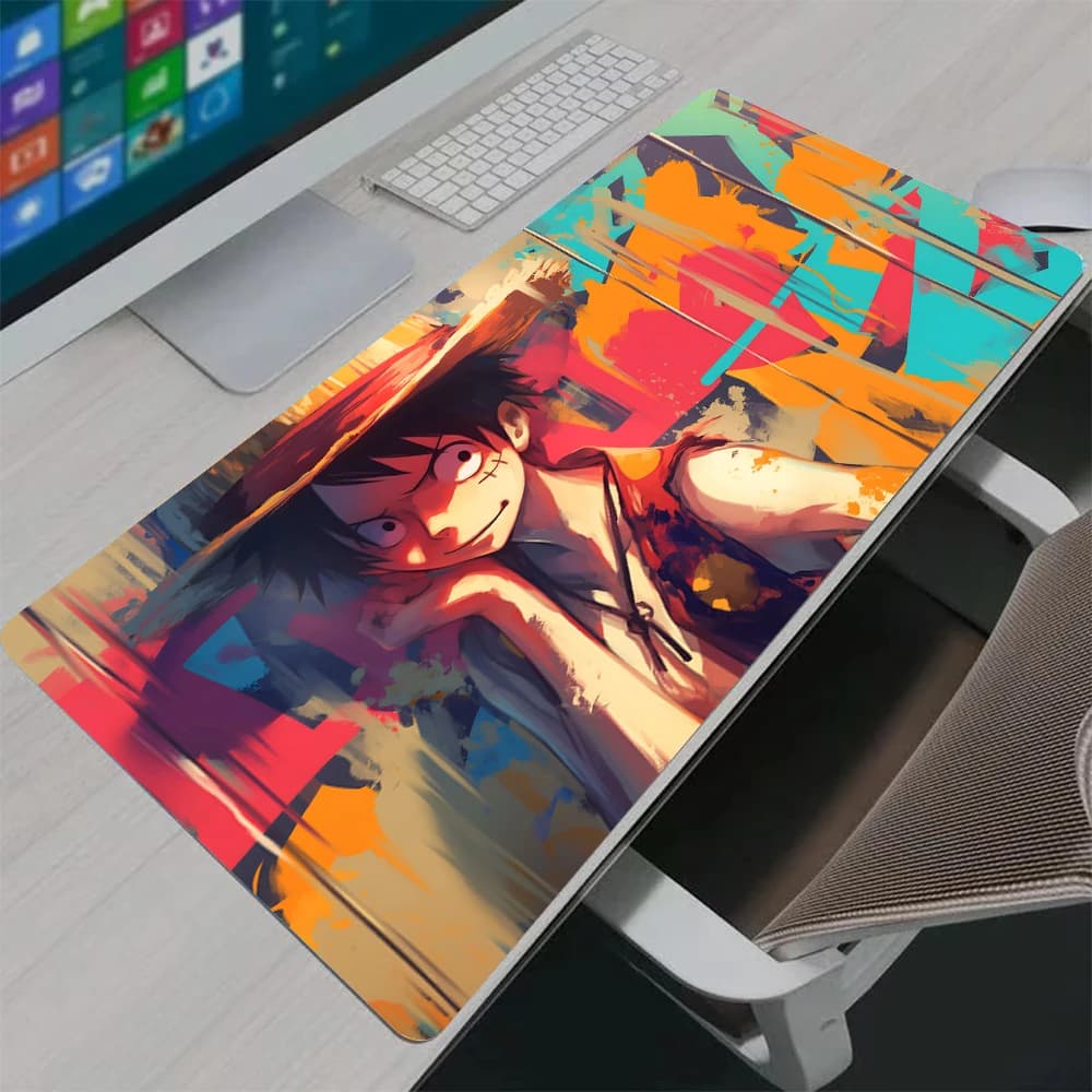 Tappetino per Mouse da Gaming Giapponese Anime One Piece Luffy per Casa e Ufficio, Tappetino per Tastiera HD Antiscivolo, Grande Tappetino per Laptop