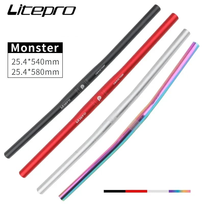 Manubrio orizzontale per bici pieghevole Litepro Monster 25.4*540/580mm Manubrio ultraleggero in lega di alluminio Parti di biciclette Iamok