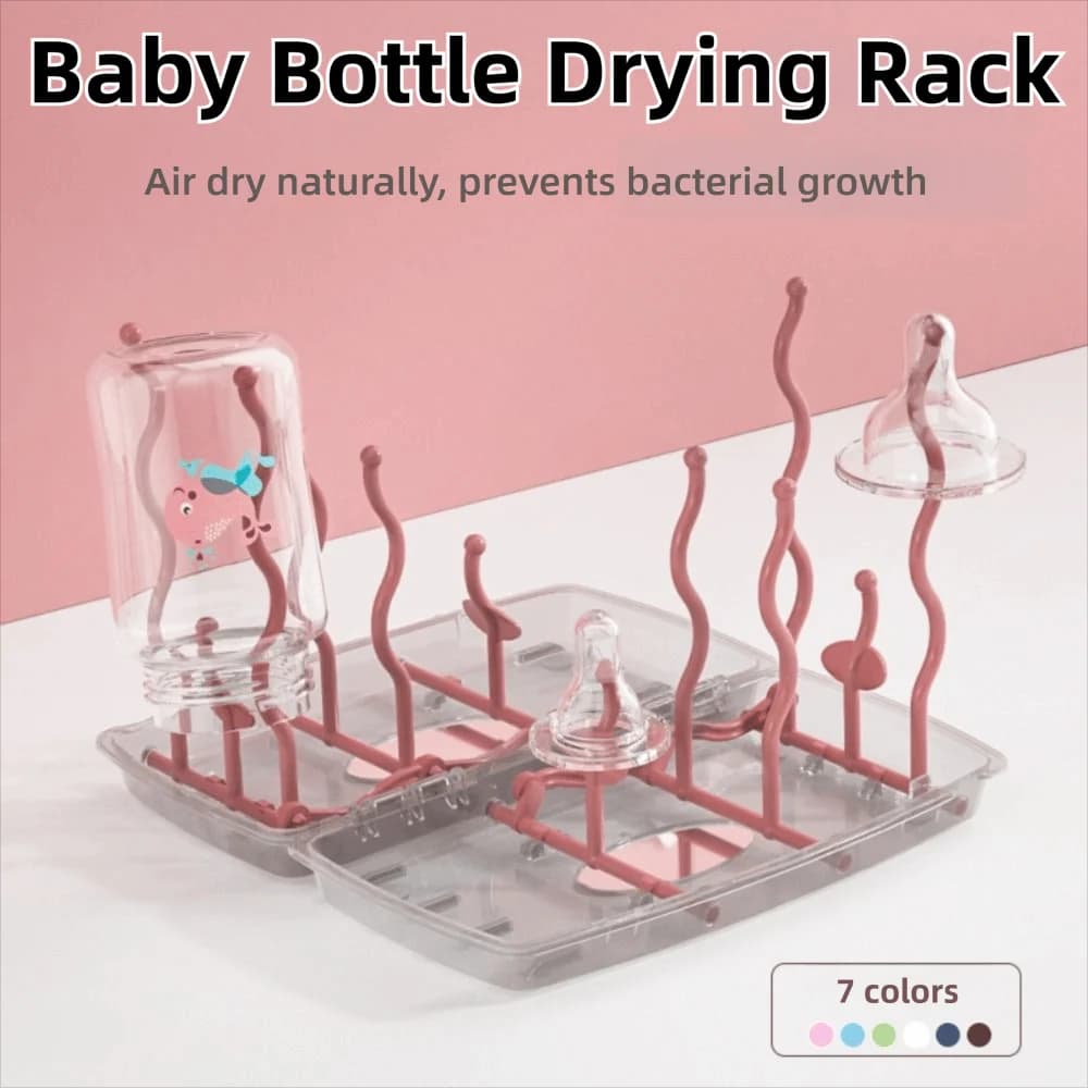Collapsible Travel Bottle Drying Rack Portable Dustproof Baby Bottle Drying Rack Foldable Box with Cover Bottle Dryer Holder