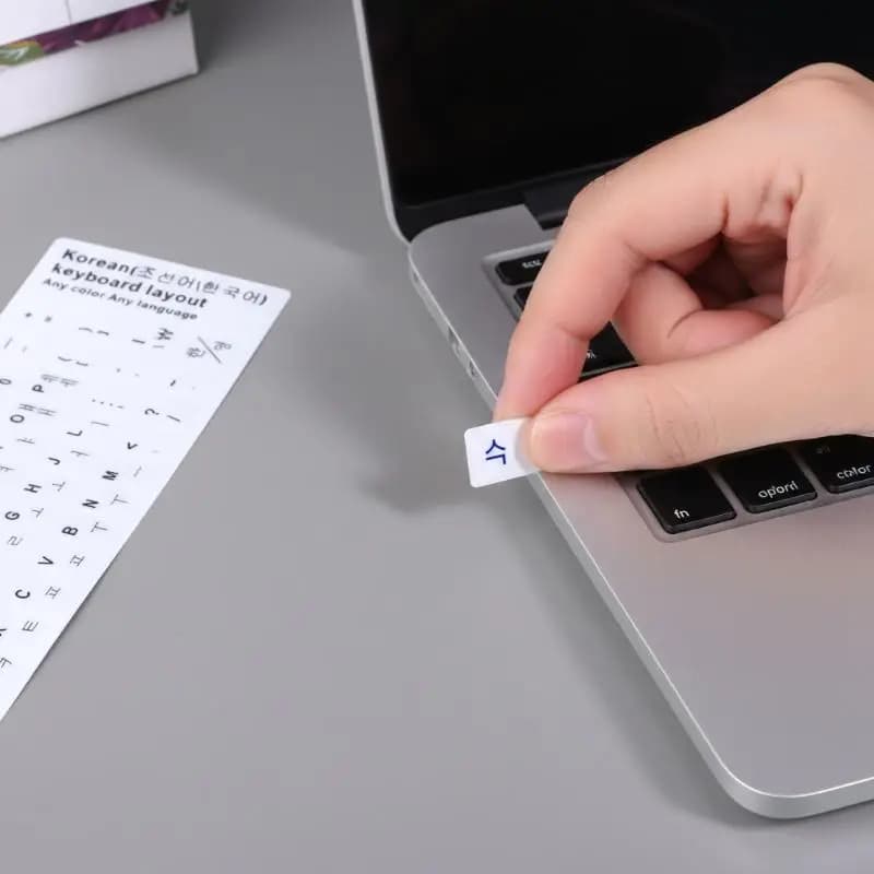 5Pcs PVC Korean Keyboard Sticker Waterproof Easy to Clean Decal for Laptop Desktop PC for Students and Office Workers