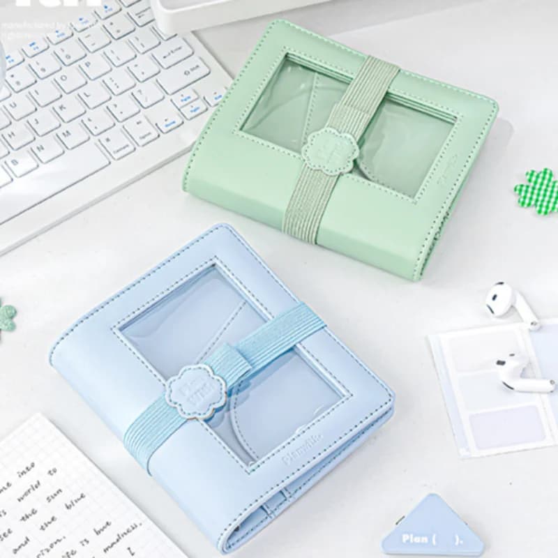 A7 PU Leather Loose Leaf Journal Clear Cover Notebook with Elastic Band for Student Daily Portable Stationery