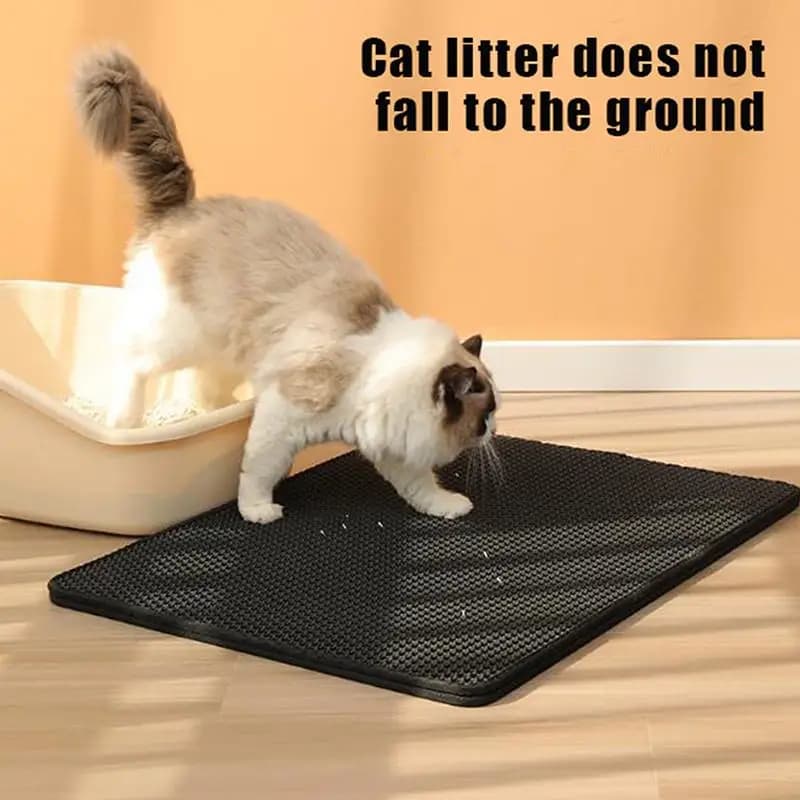 Tappetino per Lettiera Gatti Resistente, Impermeabile, a 2 Strati, Antiscivolo, Lavabile, Protezione per Pavimento, Contenitore Sabbia, Prodotto per Animali Domestici