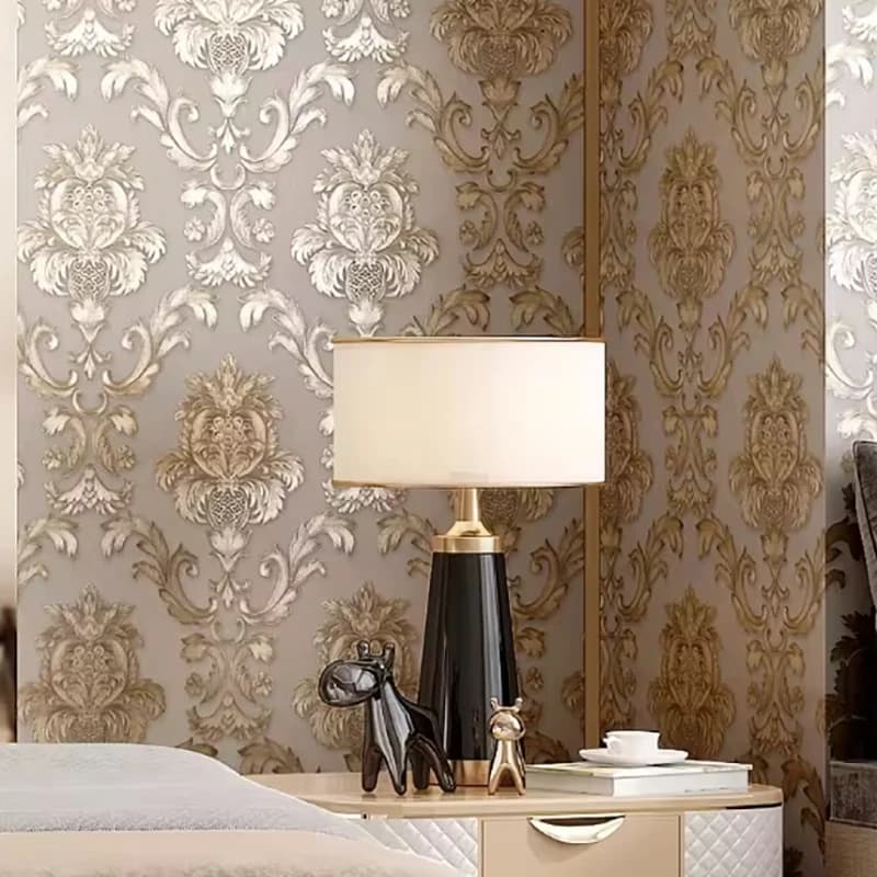 1 Roll 53cm Wide Antique Gold Wallpaper Living Room Bedroom Waterproof PVC Wall Sticker Home Decoration European Wallpaper