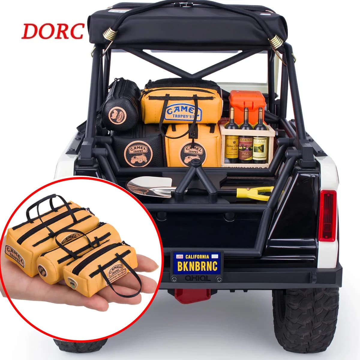 3Pcs Simulated Leather Roof Travel Bag Scale DIY for 1/10 1/8 1/16 Crawler – Fits SCX10 TRX4 TRX4M WPL