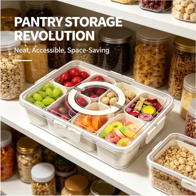 8 Grid Portable Snack Container With Lid Travel Charcuterie Board Refrigerator Food Storage Divided Snack Organizer Box
