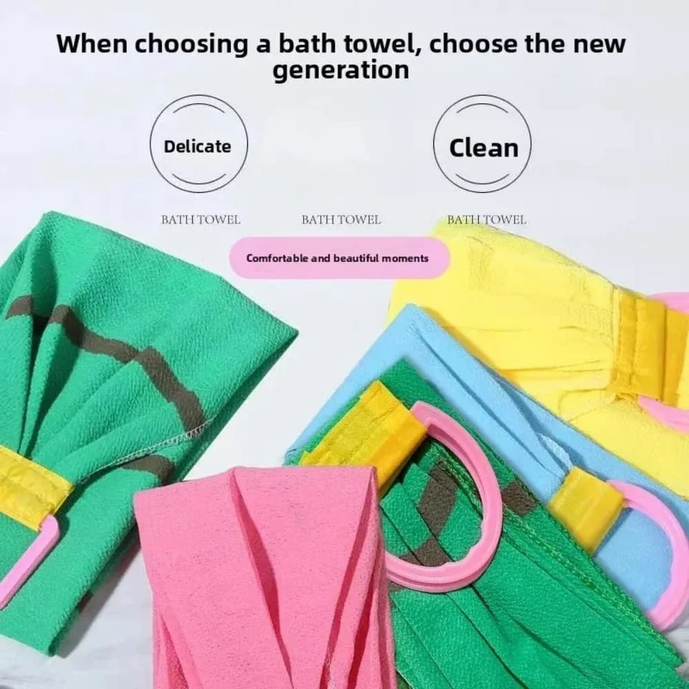 2pcs Long Exfoliating Back Scrubber Towel Double-Sided Rough Bath Wash Cloth Back Scrub Belt