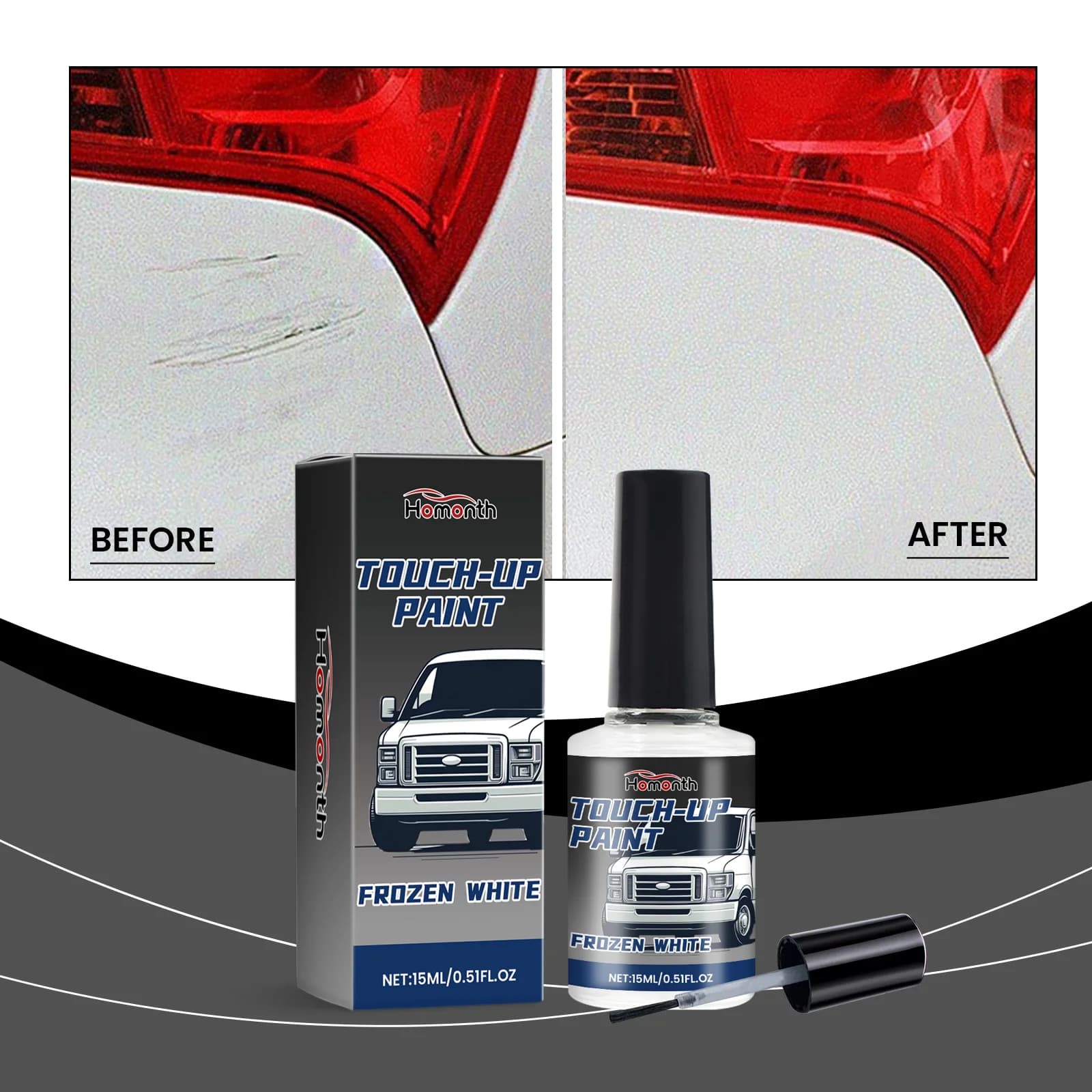 15/30/45/75ml car white touch-up paint repair car self-brushing paint scratch repair touch-up paint pearl white car special