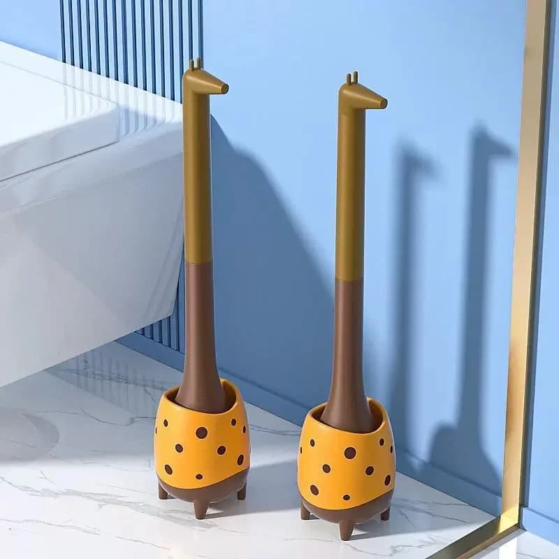 Nuovo scopino per wc manico lungo senza angolo morto Set di spazzole per la pulizia del Silicone prodotti per la pulizia del bagno giraffa Dinosaur forma carina