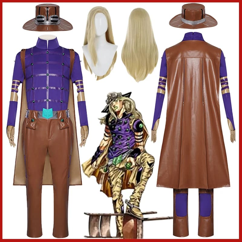 Costume Cosplay Anime Bizarre Adventure Julius Caesar Wedges, Theme Dress Steel Ball Run Gyro Wedges, Carnival, Comics and Entertainment