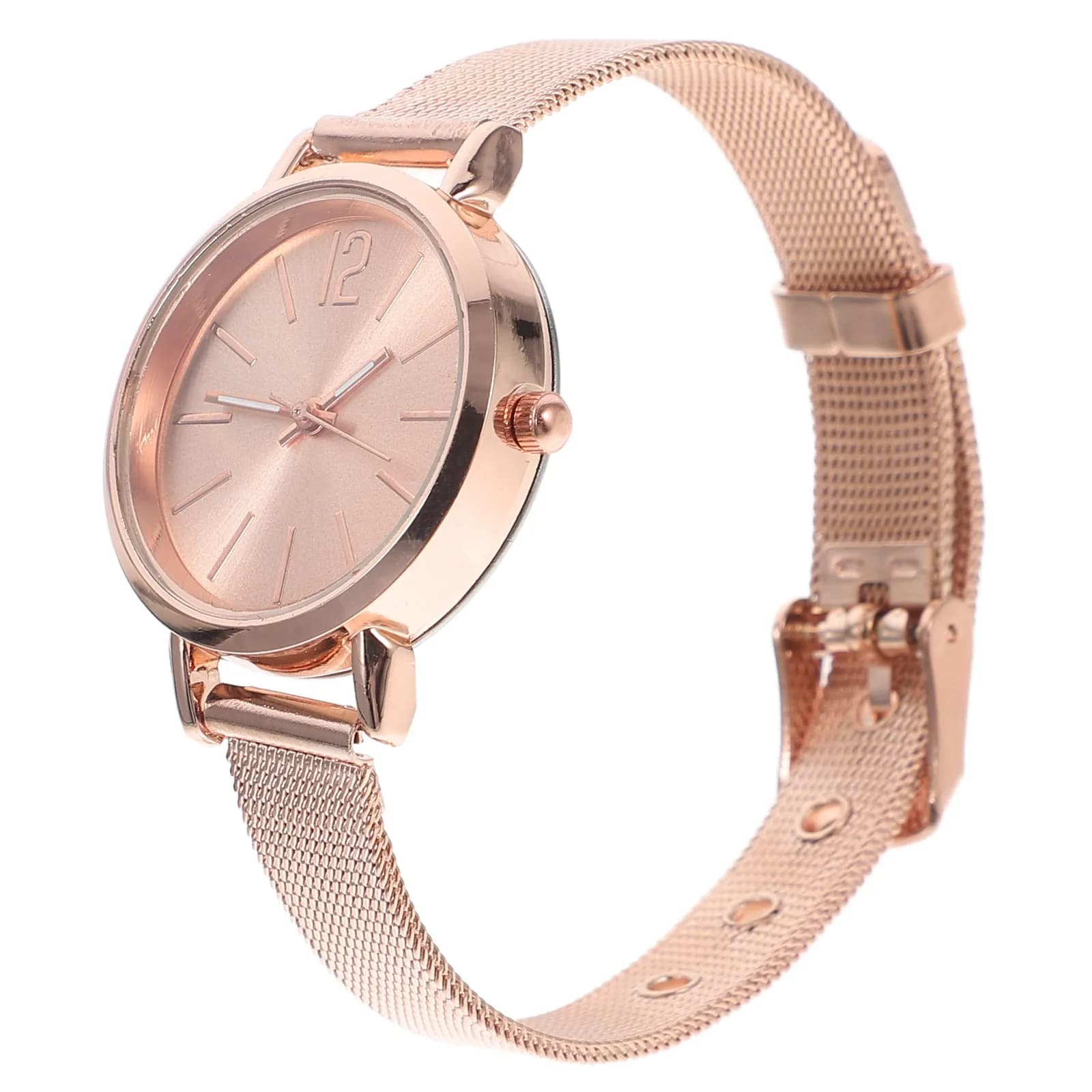 Rose Gold Women's Quartz Watch with Net Strap, Elegant Minimalist Design, Ideal Gift for Christmas and Valentine's Day