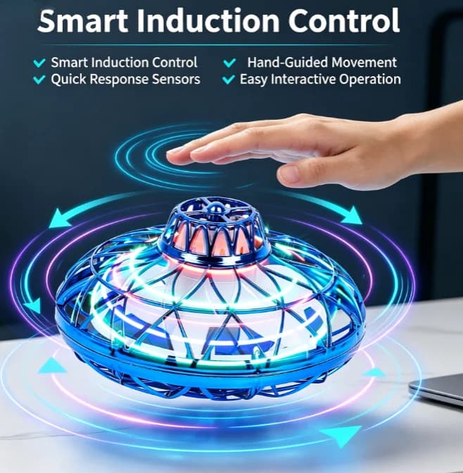 Intelligent Sensor Flying Saucer Toy, colorful LED Light Hovering Flying Device, Rechargeable Indoor and Outdoor Children's Play Toy