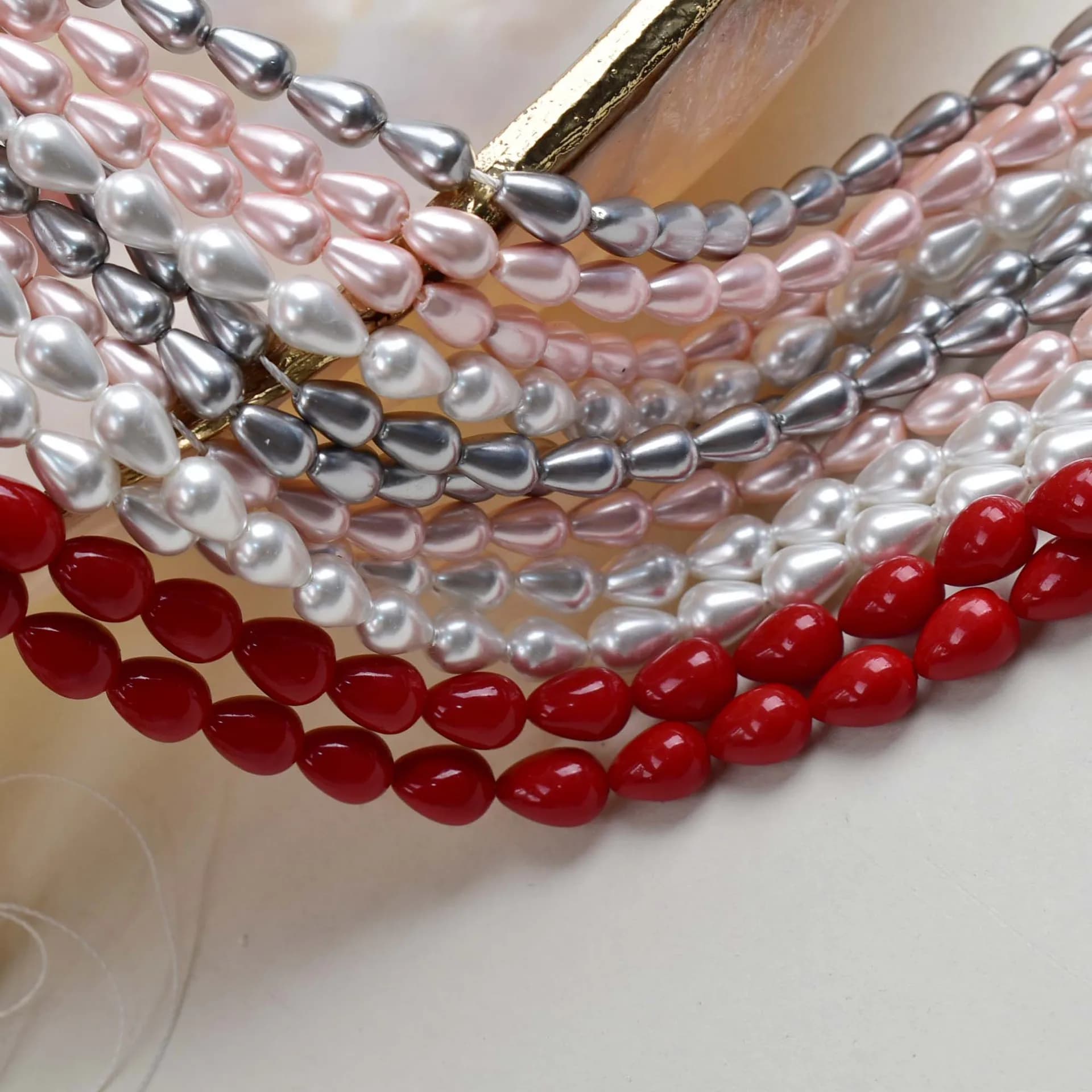 Shell Imitation Pearl Beads Water Drop Shape Loose Spacer Beads for DIY Necklace Earring Bracelet Accessories Jewelry Making