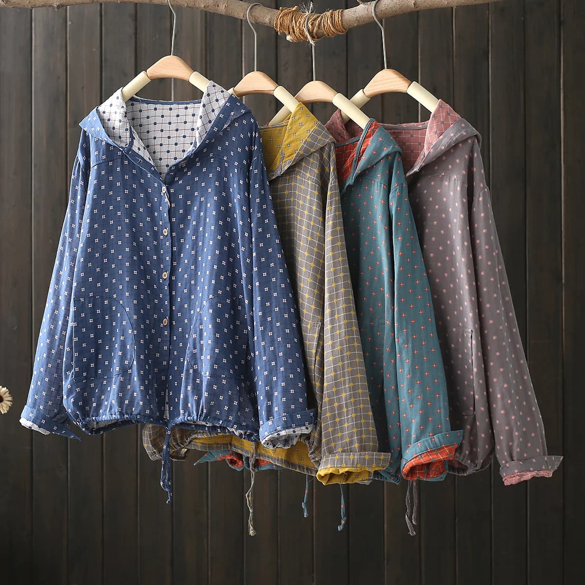 Camicette di grandi dimensioni da donna autunno primavera con cappuccio manica lunga camicie monopetto abbigliamento da donna regolabile