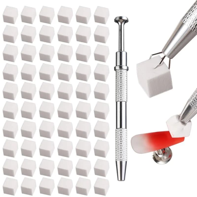 100 soft sponges for nail art: with pen and brush, manicure accessories Pro Ombre Aura