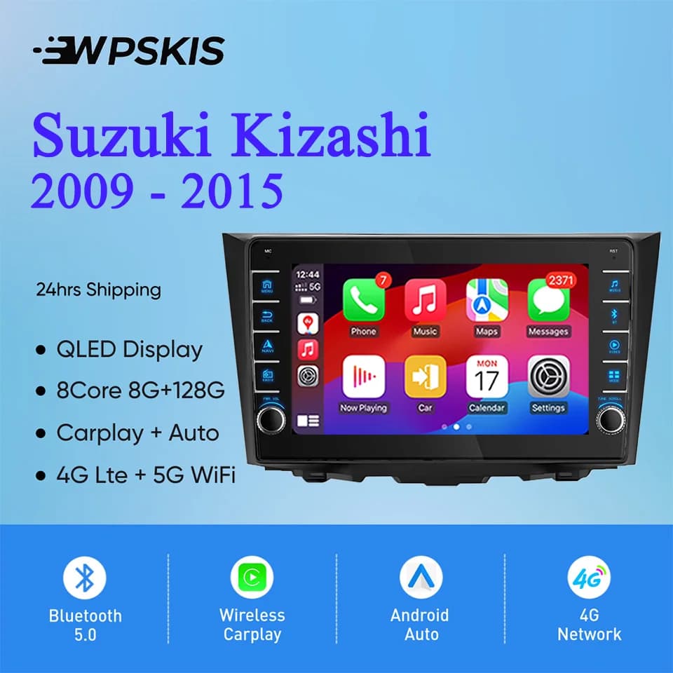 Autoradio Android 14 con 8GB RAM 128GB, Lettore DVD Video/Audio/Musica, GPS Navi per Suzuki Kizashi 2009-2015, Carplay Auto DSP RDS