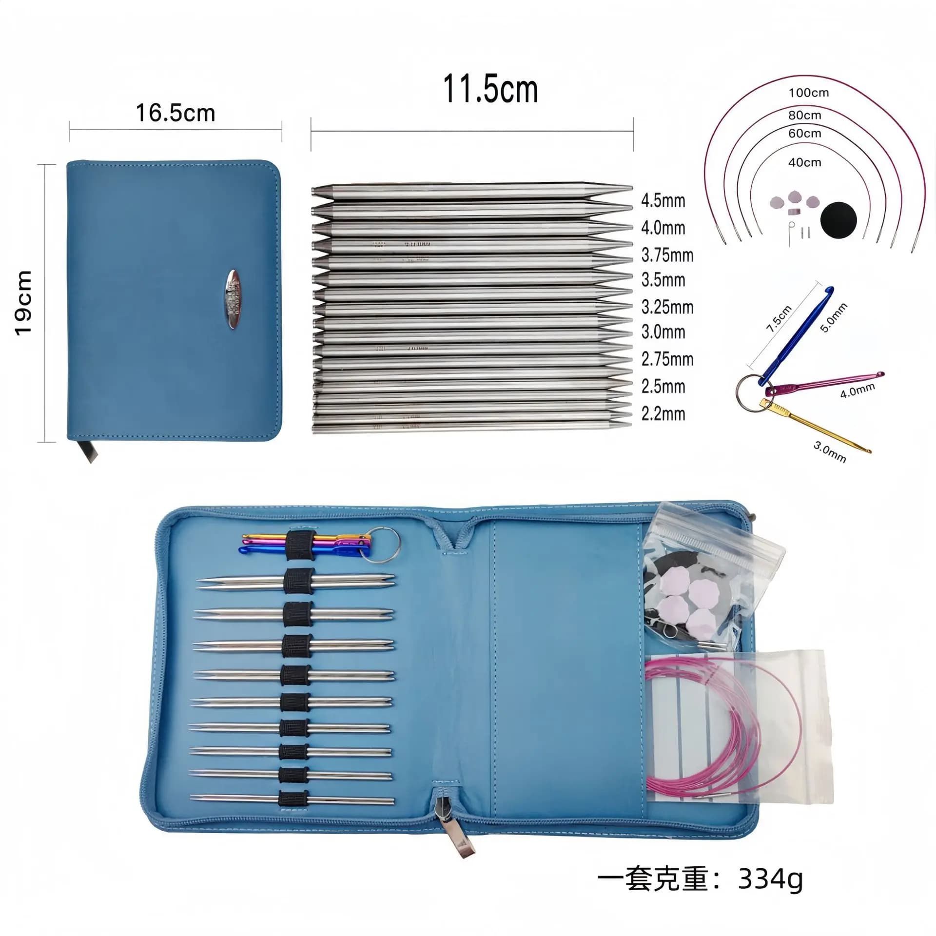Silver Extended Interchangeable Circular Knitting Needles Set Stainless Steel Detachable Multi-function Tools For Weaving Craft