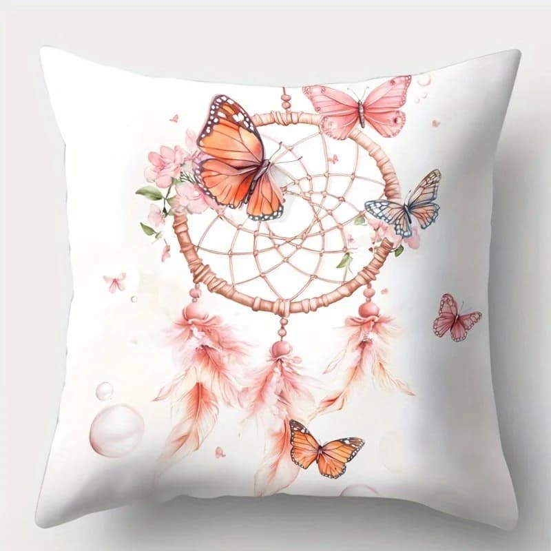 Decorazioni per la casa Fodere per cuscini floreali Dreamcatcher e farfalle Fodere per cuscini con motivo adatto per divano, camera da letto, auto