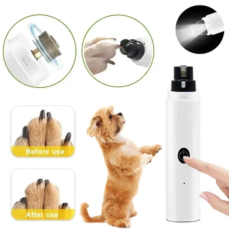 Tagliaunghie Elettrico per Cani, Lima per Unghie Ricaricabile USB con Luce LED, Silenzioso, per la Cura delle Zampe di Cani e Gatti