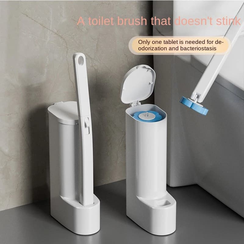 1 set di spazzole per WC in plastica extra large con manico lungo, usa e getta e che non sporca le mani, con base rinforzata, include testine di ricambio usa e getta, utilizzabile a parete e da appoggio, doppio utilizzo