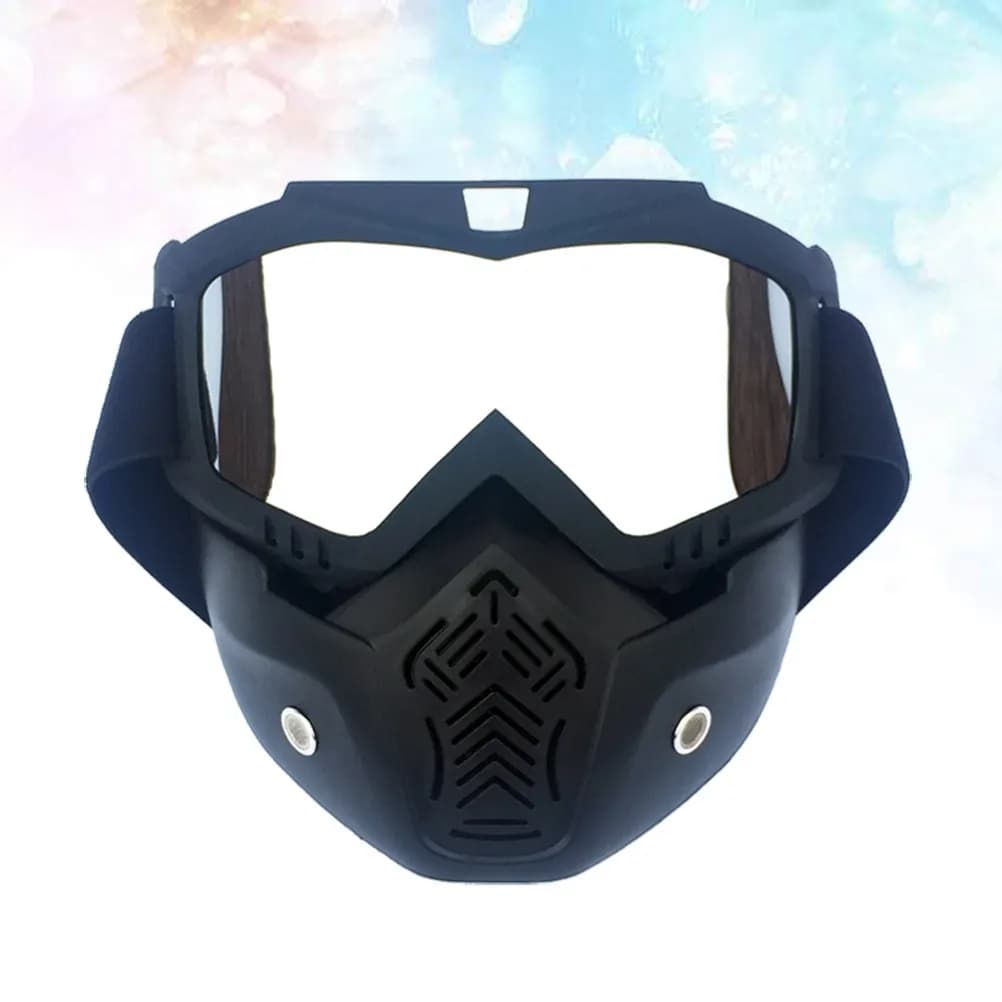 Occhiali da Sci e Snowboard con Montatura in TPU Nero Opaco, Lenti Trasparenti con Protezione UV400, Compatibili con Occhiali da Vista, Cinturino per Moto