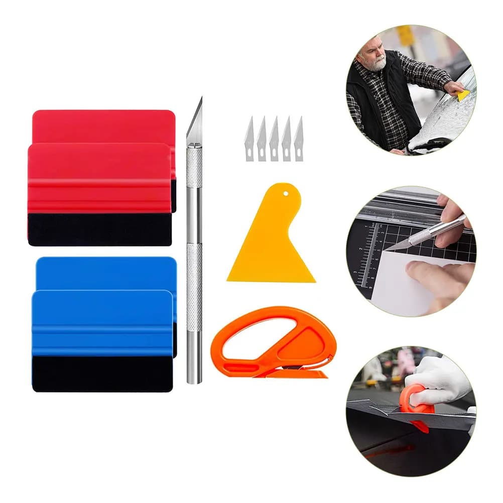 Kit Completo per Wrapping Auto, Strumenti per Installazione Pellicole e Oscuramento Vetri, Set Fai-da-Te con Taglierina per Pellicole