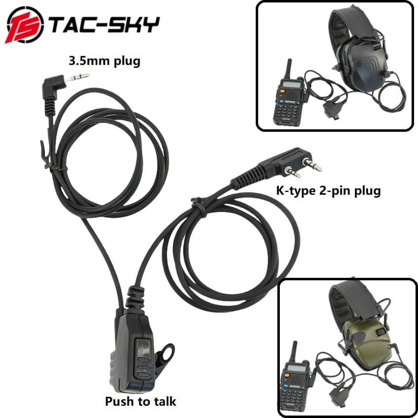 Cuffie da tiro elettroniche tattiche protezione dell'udito per esterni adattatore per cuffie da caccia compatibile Baofeng Walkie Talkie
