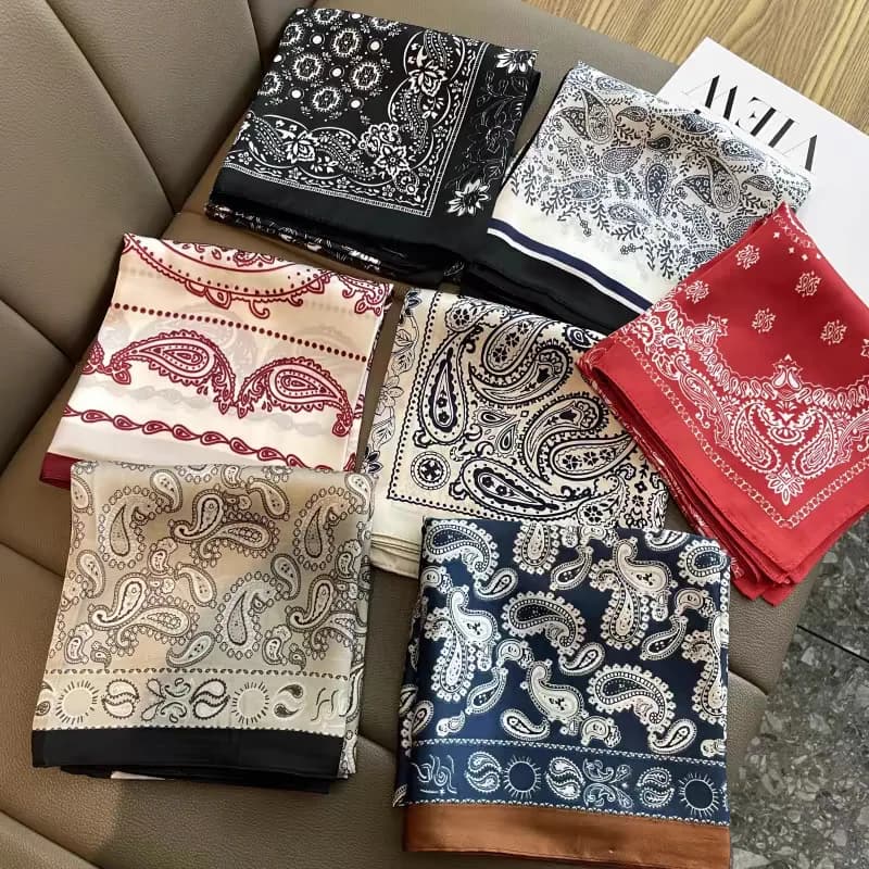 70cm Silk Satin Neckerchief Paisley Print Hair Scarf For Women Square Headbands Small Shawls Cute Bandana Head Hijab Scarves
