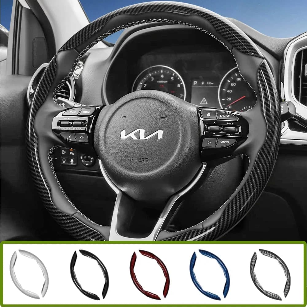 Suitable for Kia Carbon Fiber Texture Steering Wheel Cover with Segmented Quick-Release Design, Durable