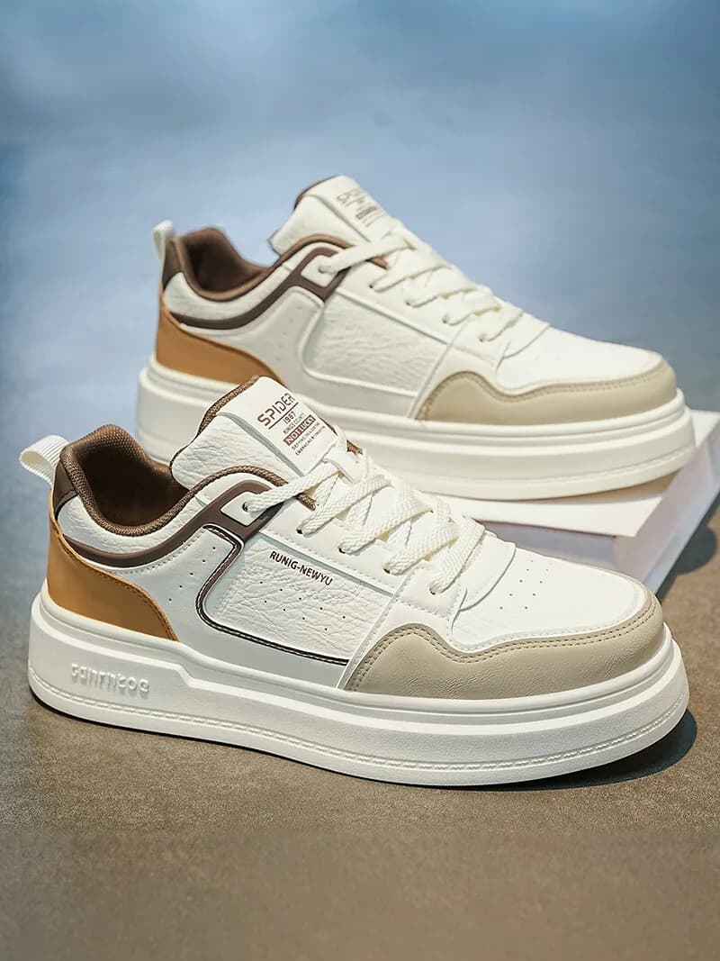 Men's Summer Trendy Casual Sports Shoes Thick Bottom Anti-slip Slip-On round Toe Rubber Outsole PU Upper Comfortable Sneakers