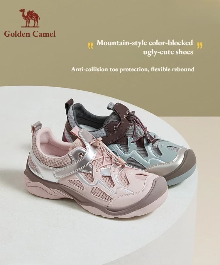 Sandali Bassi Donna Golden Camel 2026 Primavera Outdoor Suola Morbida Rete Traspirante Scarpe da Trekking Sneaker Sportive Casual con Suola Spessa