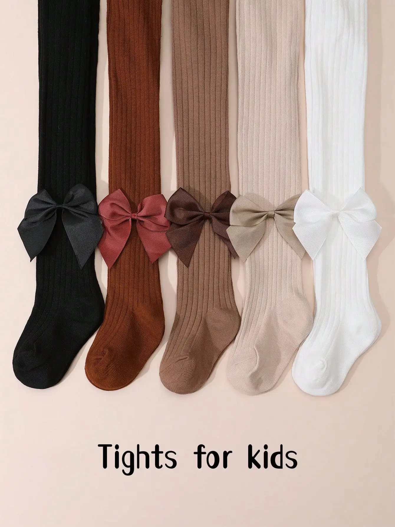 5 Pezzi Calze a Costine per Bambini 0-12 Anni, Collant in Nylon Elastico Anti-Strappo, Leggings Comodi per Ragazze per Tutte le Stagioni