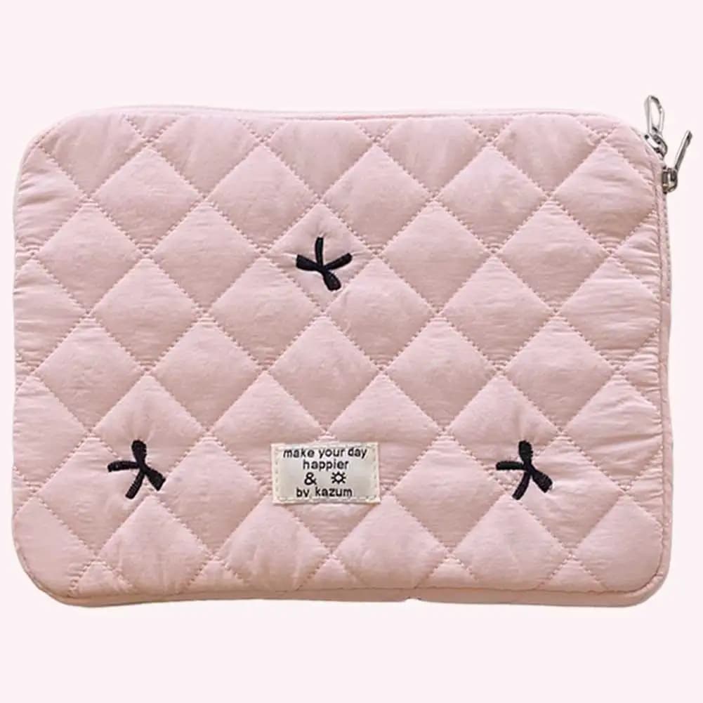 Custodia per Laptop da 11/13/15 Pollici Antiurto Trapuntata con Stampa a Rombi e Fiocco per Protezione iPad e Tablet