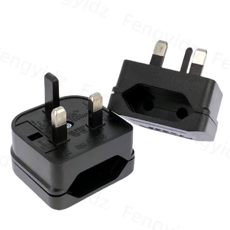 Travel plug adapter converter with European current socket Euro EU from 2 pins to UK 3 pin New