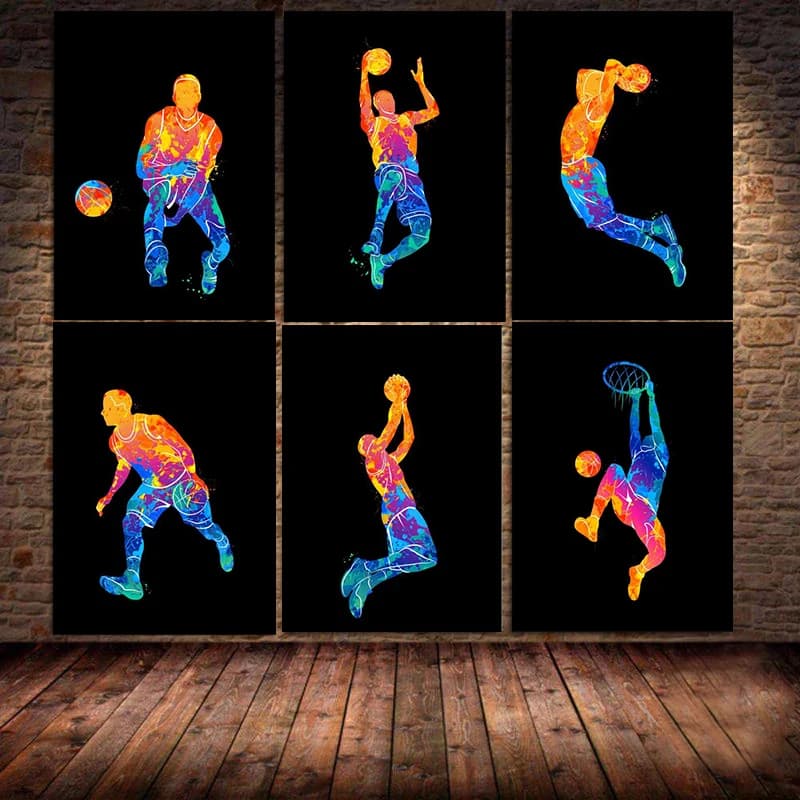 Fancy Basket Sport Star Neon Light Art Poster e stampe Dipinti su tela Immagine di arte della parete Regalo per la decorazione domestica della camera da letto