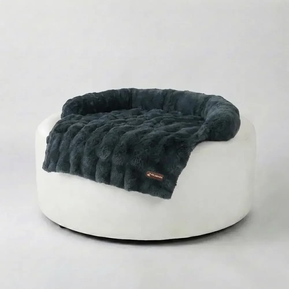 Lussuoso Letto per Cani Stile Divano Grigio con Base Antiscivolo e Rivestimento Rimovibile, Piccolo, 28x28 pollici