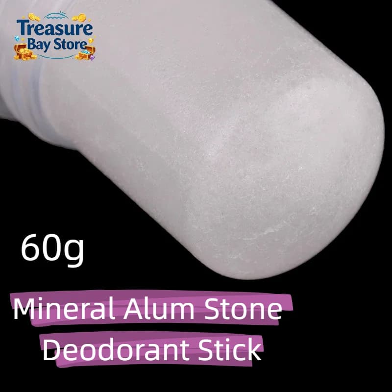 60g Natural Crystal Alum Stick Deodorant, Portable Underarm Antiperspirant Odor Remover