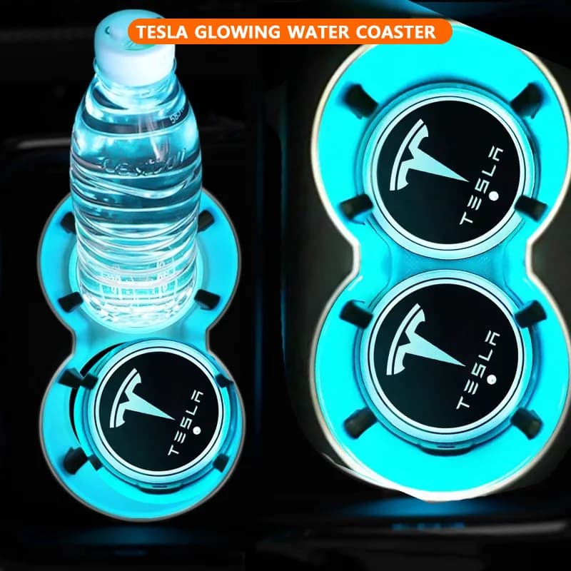 2 Pezzi Tappetini LED Luminosi per Portabicchieri Auto, 7 Colori, per Tesla Model Y Juniper Model 3 X S, Accessori Interni 2026