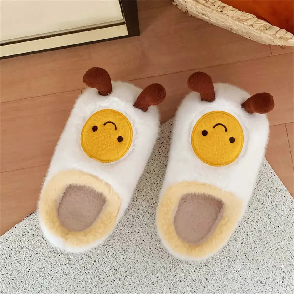 Women's winter keep warm slides novelty cosplay gift woman kawaii cloud slipper home New funny egg slippers fleece lined shoes